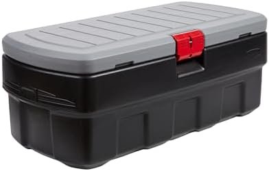 Rubbermaid 48 Gallon Black Action Packer Lockable Latch Indoor and Outdoor