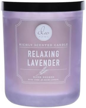 DW Home Relaxing Lavender Scented Candle Hand Poured Into a Frosted Heavy Glass