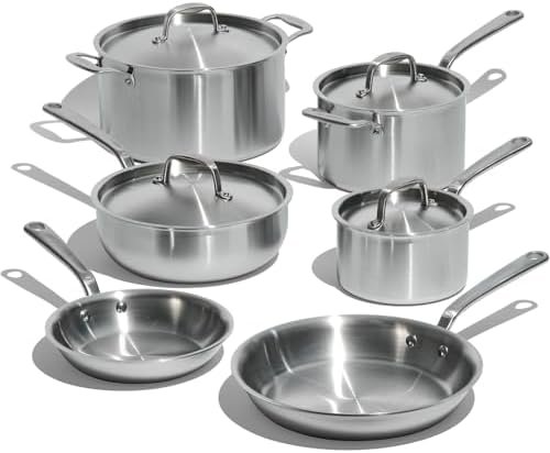 Made In Cookware | 10 Piece Stainless Steel Pot and Pan Set | 5 Ply Clad