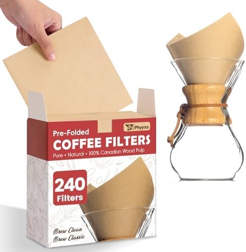 Pre-Folded Unbleached Cone Coffee Filters – Premium Thick Paper, Compatible