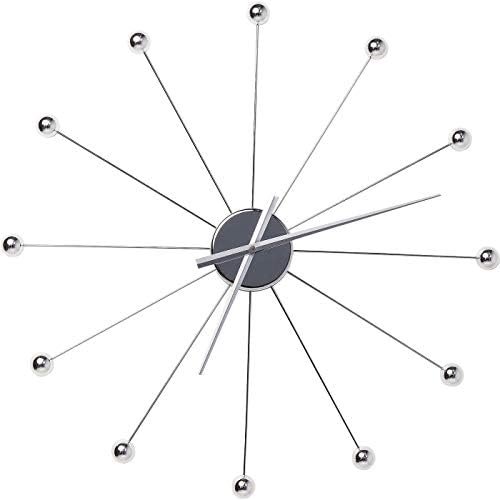 Kare Wall Clock Like Umbrella Balls Chrome, Silver, 60 x 60 x 6 cm