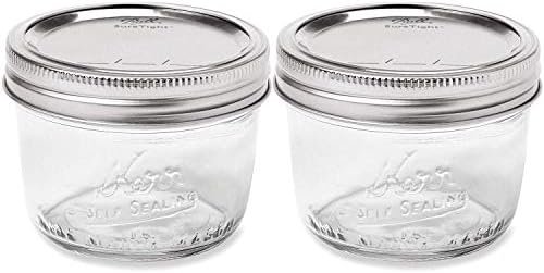 Kerr Wide Mouth Half-Pint Glass Mason Jars 8-Ounces with Lids and Bands