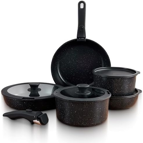 GOURMETIFIC® Pots and Pans Cookware Set [11 PIECES] - Non Toxic Ceramic Coated