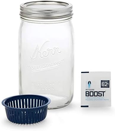 Kerr Humidity Control Jar | 32oz Wide Mouth Mason Jar |6 pack Integra Boost