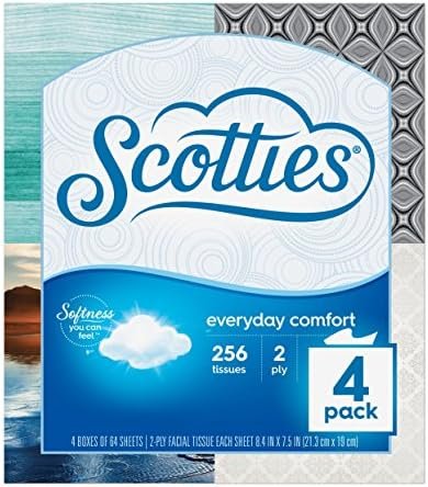 Scotties Everyday Comfort Facial Tissues, 64 Tissues per Box, 4 Pack
