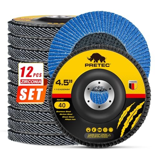 Flap Discs 4 1/2 for Angle Grinder, 12 Pcs Flap Discs 40 Grit, 4.5" x 7/8" High